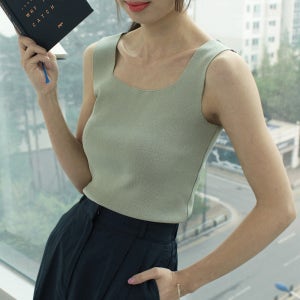 스퀘어넥티셔츠 이너나시 탑 레이어드나시 여성 세미 크롭 티셔츠 민소매 탱크탑