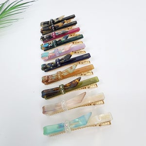 프랑스핀 큐빅 포인트 미니 리본 6.5 cm 클립 옆집게핀