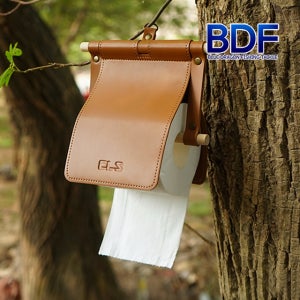 청룡조구 가죽휴지걸이 우드 두루마리 걸이 캠핑용 차박 소품 감성캠핑 티슈커버