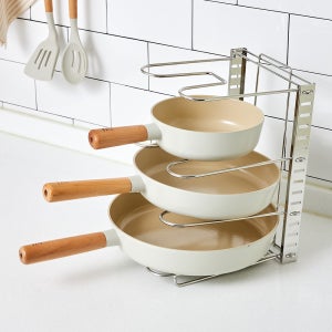 [모던하우스] 마이키친 스텐 높이조절 4단 프라이팬 정리대