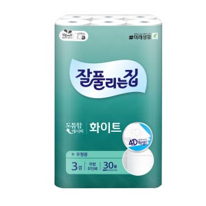 잘풀리는집 화이트앤소프트3겹데코 28m 30롤 무형광화장지