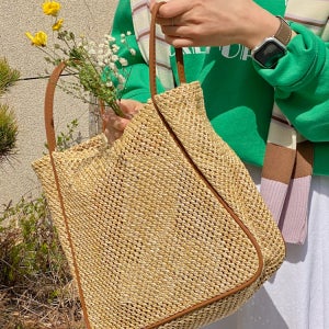 가죽숄더 파우치 지사 라탄백 4color