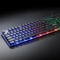 K650 오버워치 피파 키감좋은 낮은위치 손목안아픈 LED 무드등 레인보우 레트로 유선 게임용 키보드 블랙