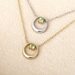 레뉴 8월 탄생석 페리도트 천연석 14K 골드 여자친구 아내 생일선물 라운드 목걸이
