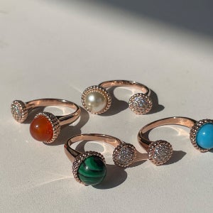 로즈골드 리얼 원석볼 마르떼디 반지(4colors)