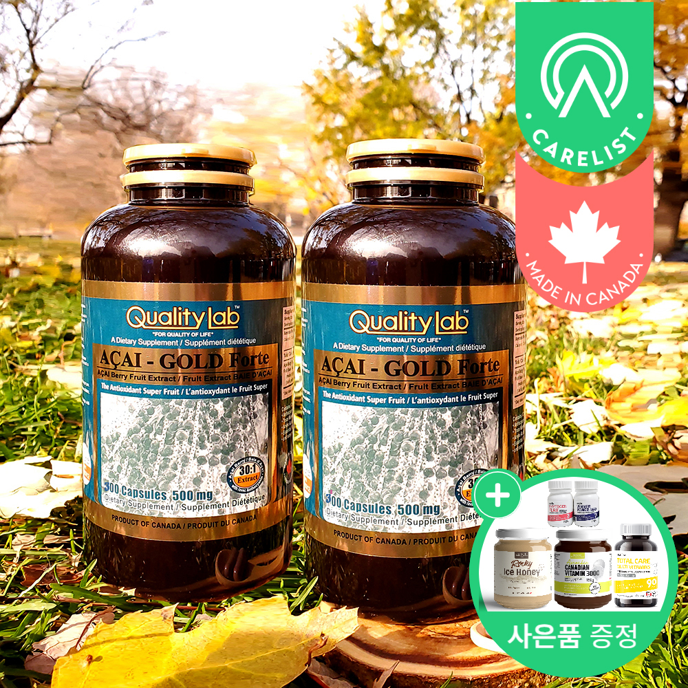 퀄리티랩 캐나다 오가닉 <b>아사이</b> 골드 포르테 300캡슐, 2개