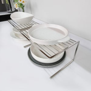 스텐 접시정리대 그릇정리대 접시 거치대 L, 1개