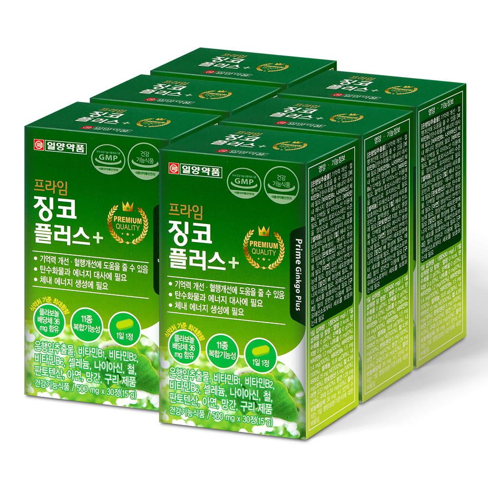 <b>일양약품</b> 은행잎 추출물 징코 플러스 6개월분 빌로바 기억력 혈행 개선