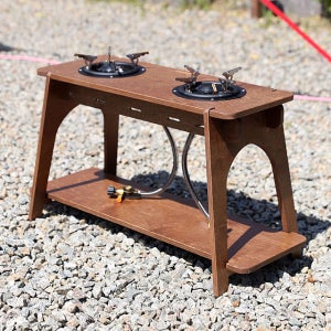 아베나키 우드 쉘프 트윈 버너 스탠드 2구