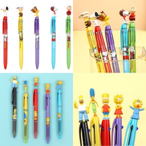 스누피 심슨 캐릭터 마스코트 3색 볼펜 피규어 삼색 멀티펜 필기 필사 0.5 학원 단체 선물