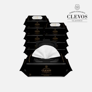 클레보스 도톰한 신생아 아기 물티슈 에센셜 블랙 캡형 70매 10팩