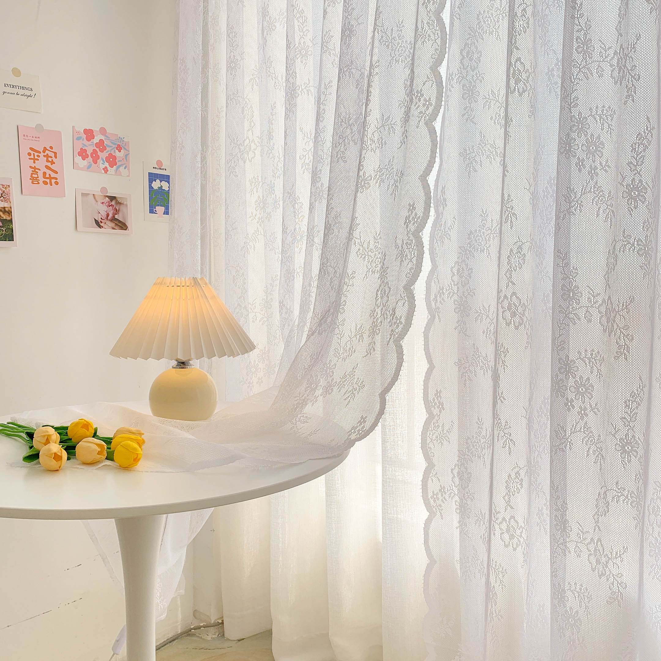 허니베베스홈 화이트 레이스 커튼 속커튼 인테리어 가리개 거실커텐