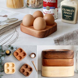 우드에그홀더 계란투레이 나무 원목 달걀 받침대 4구