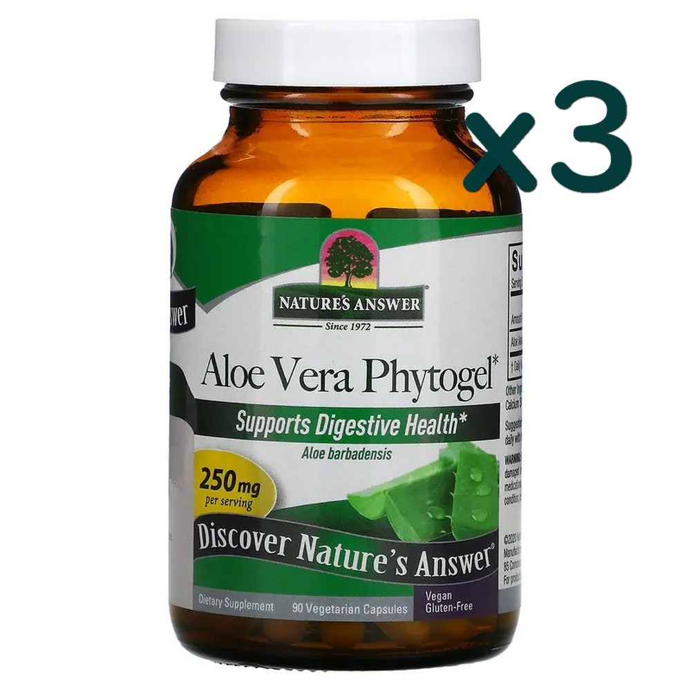 Natures Answer <b>알로에 베라 파이토젤 250mg</b> 90캡슐 x3개