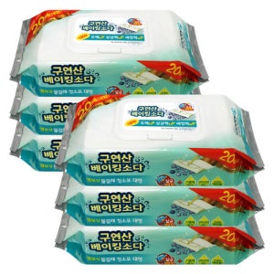 3팩+3팩 구연산 베이킹소다 프리미엄 대형 도톰한 일회용 밀대 물걸레청소 물티슈 리필 3M