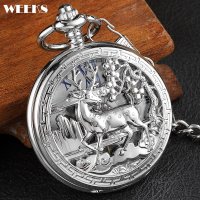 회중 시계 태엽 목걸이 명품 강철의 연금술사 엔틱 빈티지시계 roman number sliver deer mechanical pocket watch 남성 골동품 빈티지 럭셔리