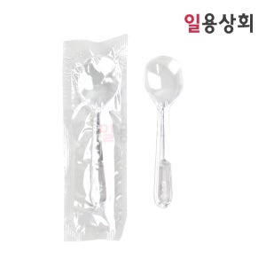 일회용 빙수 아이스크림 스푼 CI 소 85mm 줄줄이 개별포장 10000개 투명