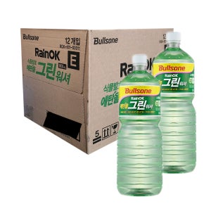 불스원 RainOK 에탄올 자동차 그린 워셔액 1.8L 12개 1박스 사계절 와이퍼액