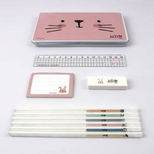 주문제작 문구 세트 해피프렌즈C 학용품 초등 신학기 학생 준비물 입학 선물 토끼 한글24