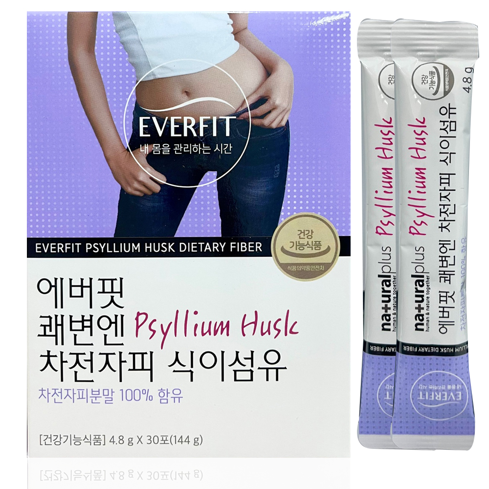 내츄럴플러스 에버핏 <b>쾌변</b>엔 차전자피 식이섬유 4.8g x 30포