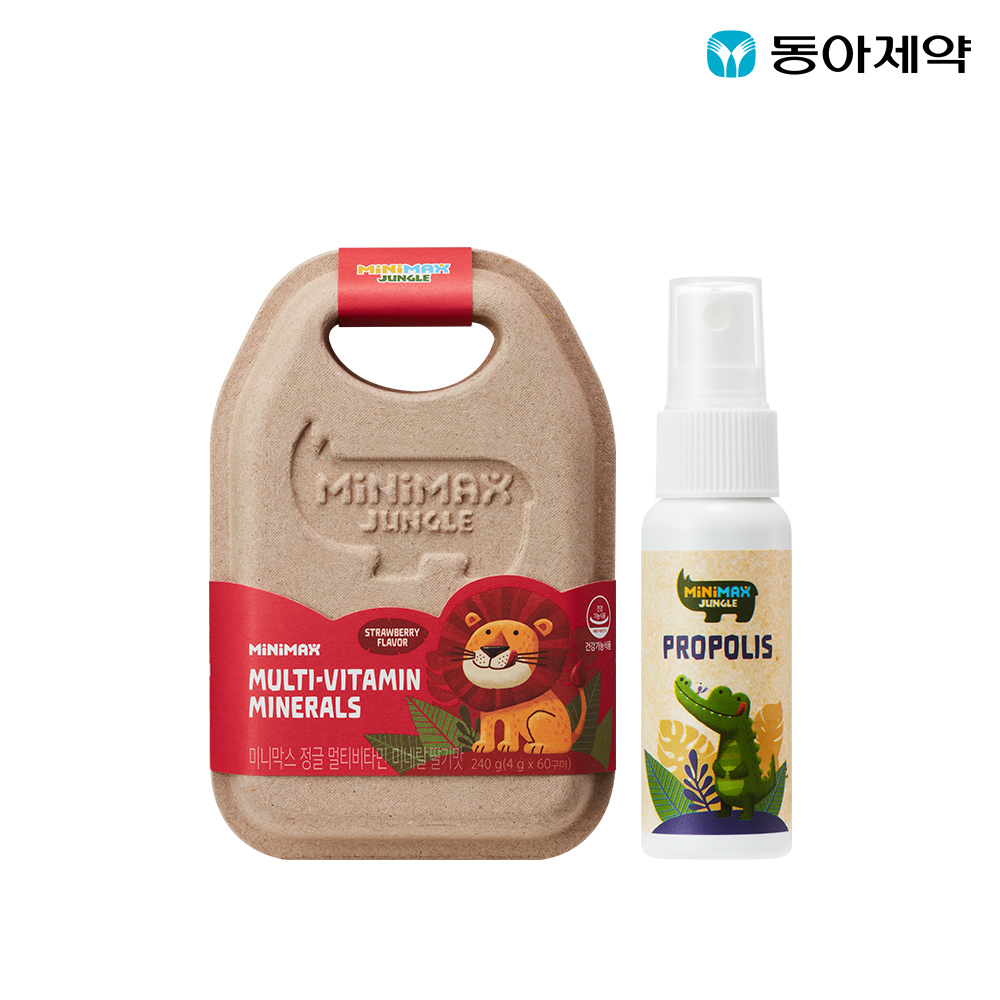 동아<b>제약</b> 미니막스 멀티비타민 <b>미네랄</b> 딸기맛 + 프로폴리스25ml(7종 택1)