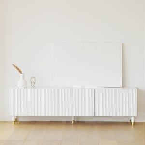 마틴 1800 높은 거실장 화이트 골드 템바보드 TV 장식장 모던 티비다이