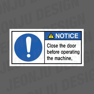 CLOSE THE DOOR BEFORE OPERATING THE MACHINE NOTICE 1000매 아트지스티커 7x3.5cm