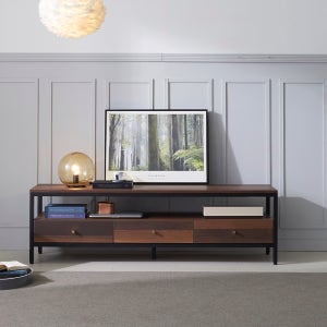 리노 멀바우 고급 낮은 모던 거실장 AV장 티비다이 1600 2단 인테리어 티비장