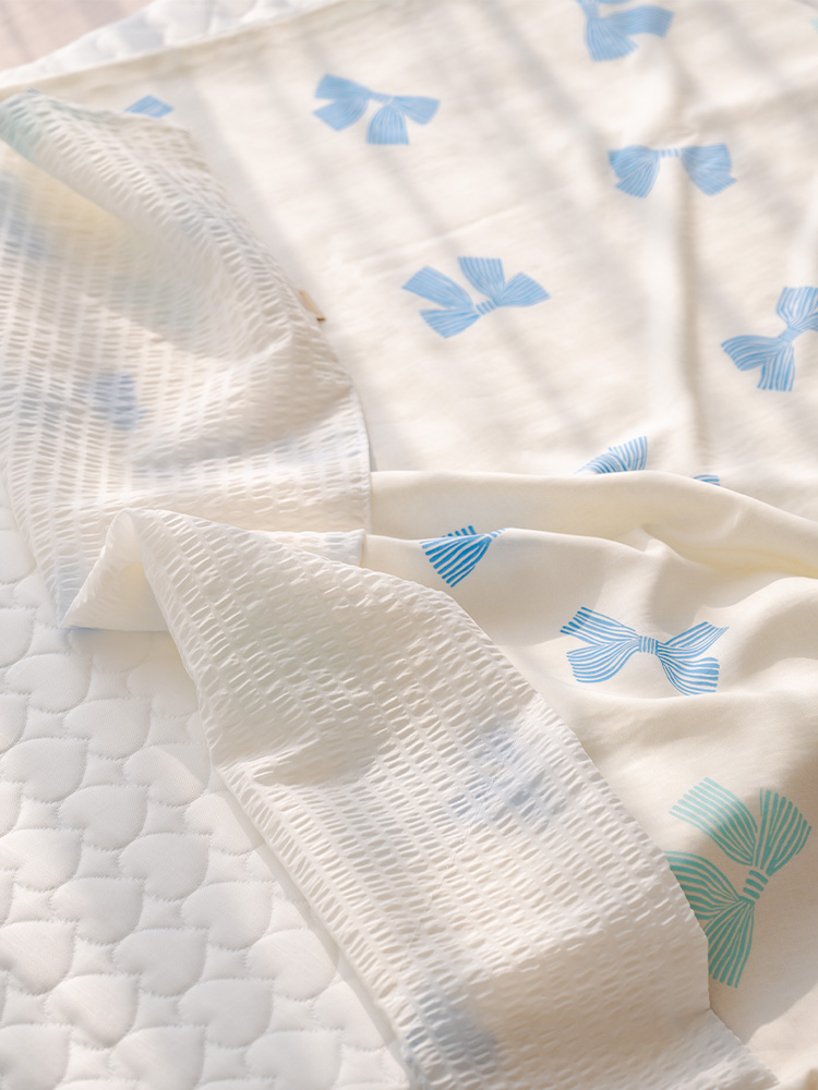 포몽드 생크림 모달 리플 아기블랭킷 여름 낮잠이불 리본블루