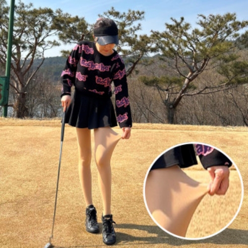 휴스토니 방한 골프스타킹 100D 고리 레깅스 uv 자외선차단 여성 국산 압박 타이즈