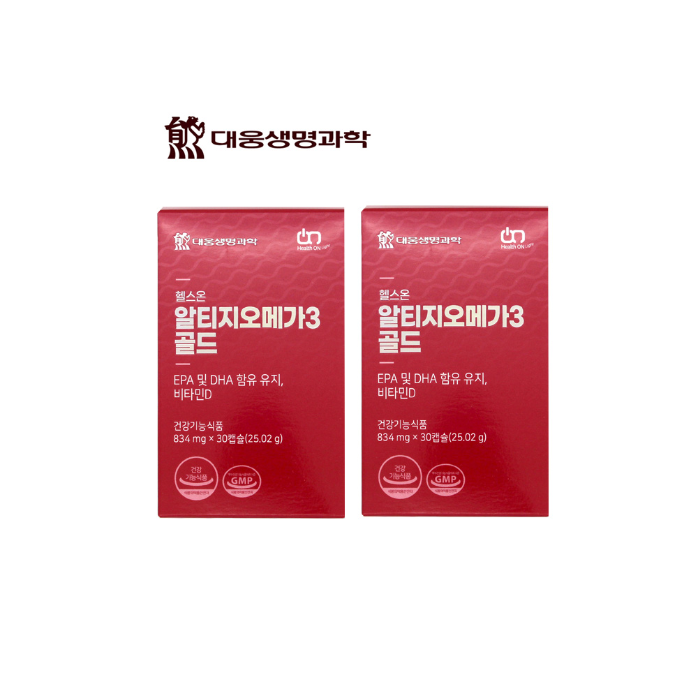 대웅<b>생명과학</b> 헬스온 알티지오메가3 골드 2박스 60캡슐 2개월분 <b>혈액순환</b>에도움