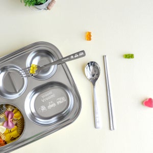 부릉부릉 스텐 베이직 스푼 포크 젓가락 유아 어린이 수저 세트 어린이집 유치원 업소용