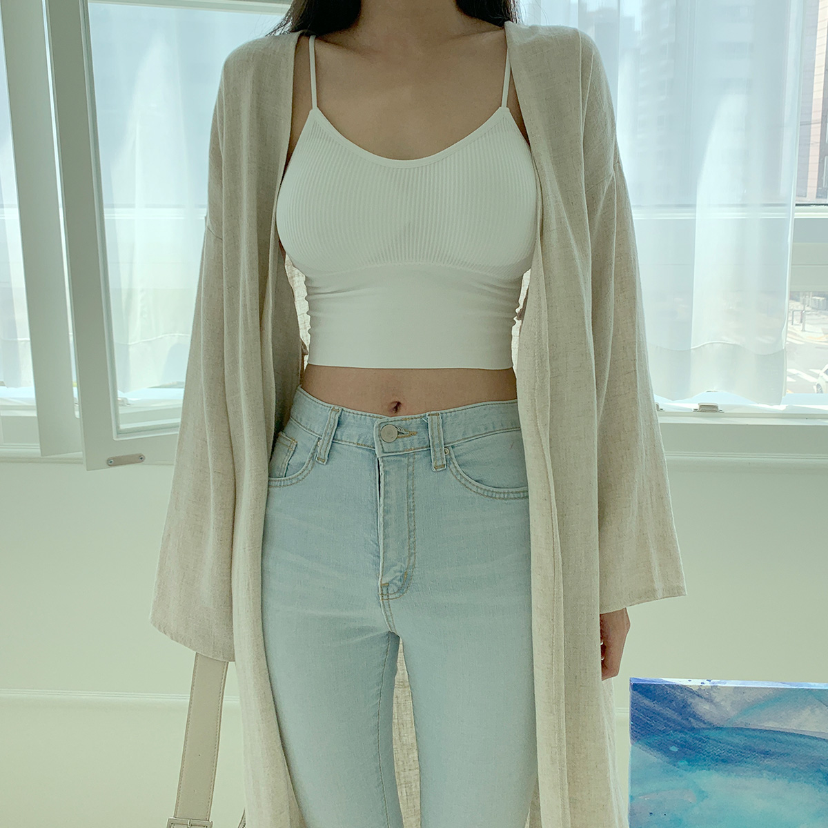 린넨로브 아이보리 베이지 블랙 롱 여름 린넨 가디건