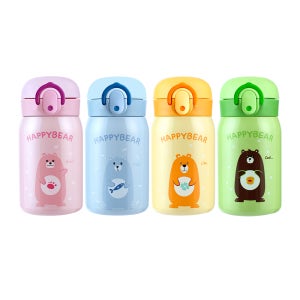 [2종세트] 해피베어 원터치 보온보냉병 250mlx2 (4colors) 어린이보온병