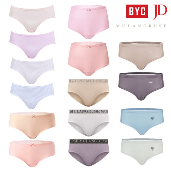 BYC 여성팬티 미디 맥시 순면 면스판 위생 심리스 무봉제 삼각팬티 세트 3매입