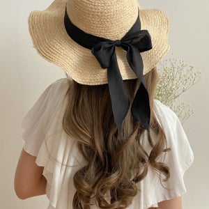 청순 웨이브 리본 밀짚모자 라피아 버킷햇 3color