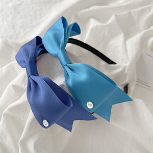 (제작,무배) 공단 왕리본 머리띠 블루 파란 콘서트 하늘색 응원도구 언발 리본 헤어밴드