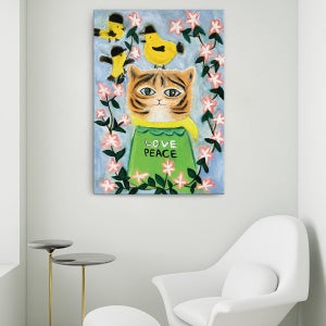Love Peace 고래별 작가 그림 작품 캔버스 액자 A3 사이즈