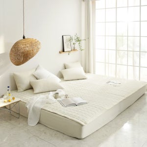 여름 시어서커 모기차단 냉감 패밀리 사이즈 매트리스 침대 패드 맞춤 SS+SS