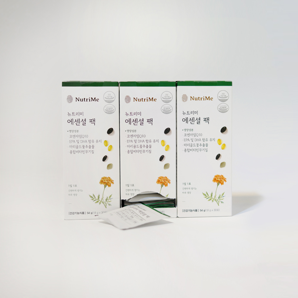 뉴트리미 에센셜팩 올인원 멀티팩 <b>종합</b> 이뮨 멀티 비타민 미네랄 한포<b>영양제</b> 30포, 3개