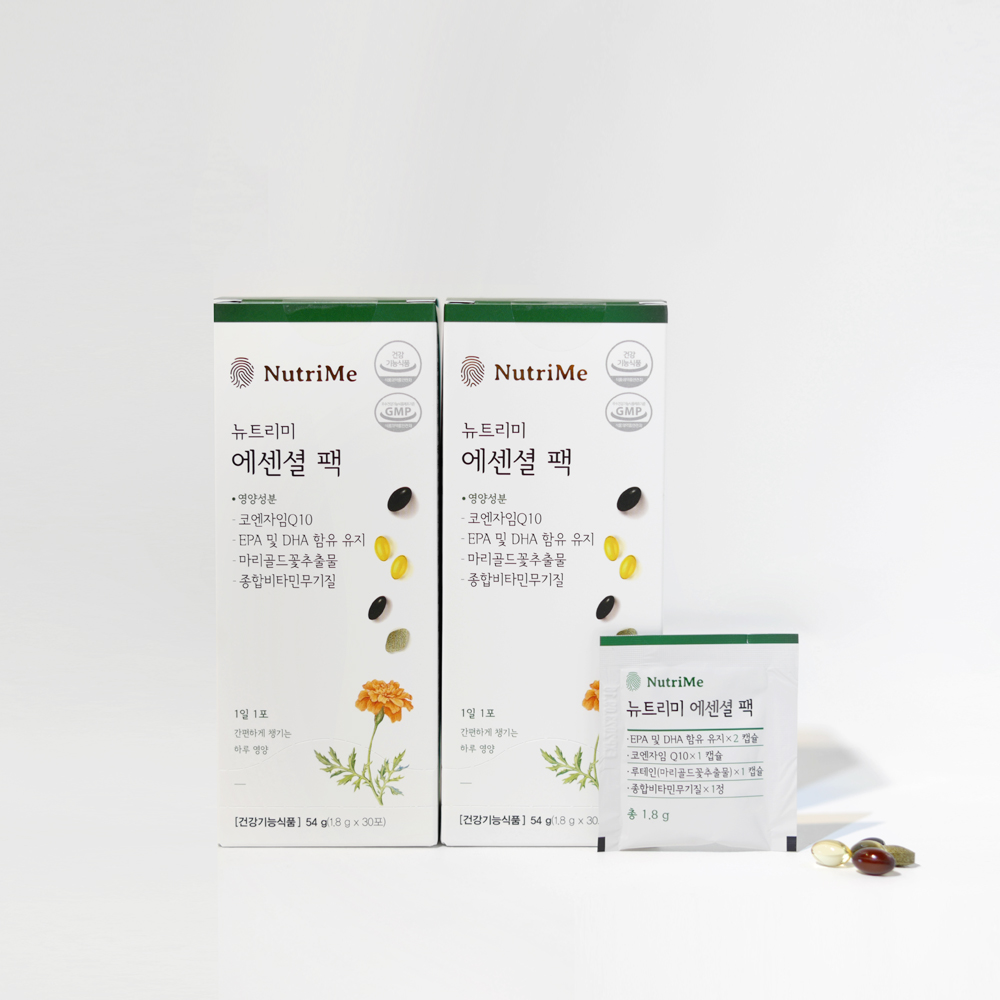 뉴트리미 에센셜팩 올인원 멀티팩 <b>종합</b> 이뮨 멀티 비타민 미네랄 한포<b>영양제</b> 30포, 2개