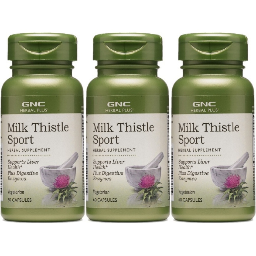 GNC Herbal Plus Milk Thistle Sport 지앤씨 허벌 <b>플러스</b> 밀크씨슬 씨앗 추출물 200mg <b>세레</b>칼라제 함유 60정 3병