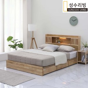 성수리빙 제인 LED 서랍형 수납 원목 침대 프레임 ( SS Q) 원룸 좁은방침대
