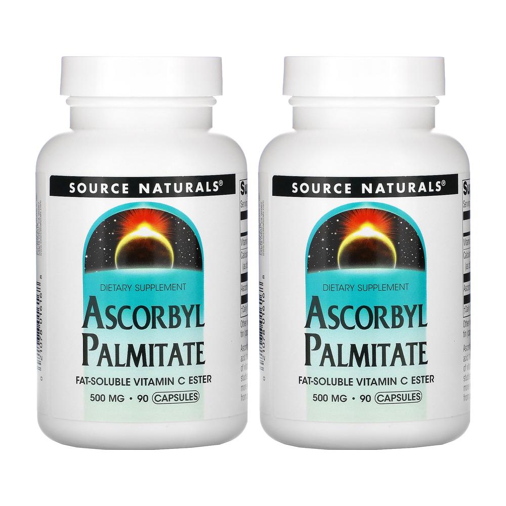 소스네츄럴 <b>아스코빌 팔미테이트 500mg</b> 90캡슐 2병 지용성 비타민C