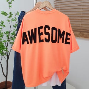 [무료배송]남여공용 깔끔한 AWESOME 자수 레터링 빅오버핏 반팔