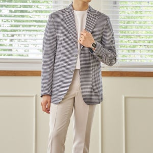 남성 여름 자켓 린넨 남자 여름 시어서커 체크 블레이저