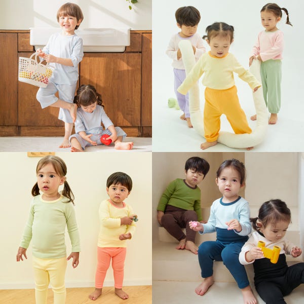 아기내복5+1 긴팔 7부 유아내의 밤부 메쉬 골지 배앓이 실내복
