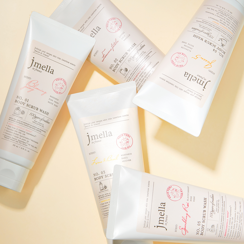 1+1 제이멜라 페이보릿 퍼퓸 향기 좋은 바디 스크럽 워시 200ml 5종