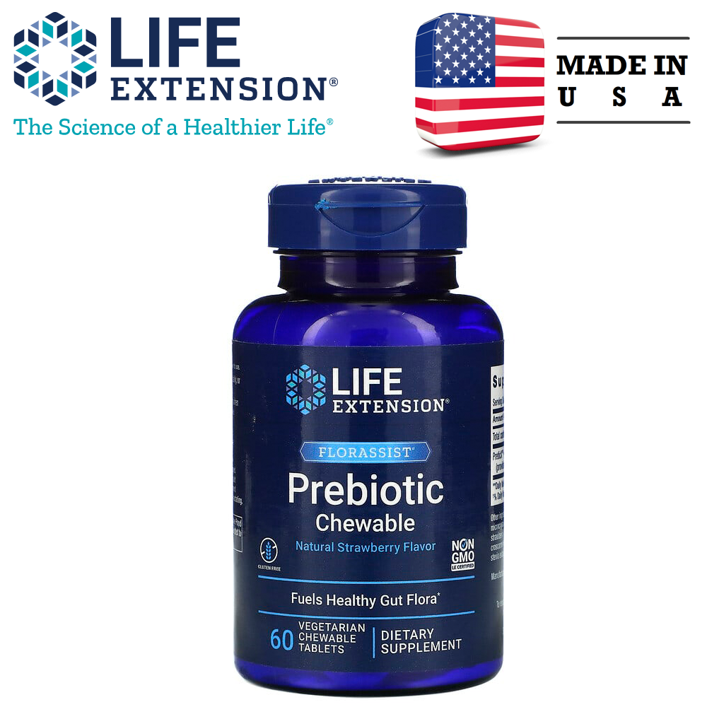 라이프익스텐션 <b>프리바이오틱 츄어블</b> 천연 딸기맛60정