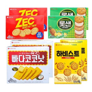 롯데 빠다코코낫 2통+롯데샌드파인애플 2통+제크2통+하비스트 2통 세트